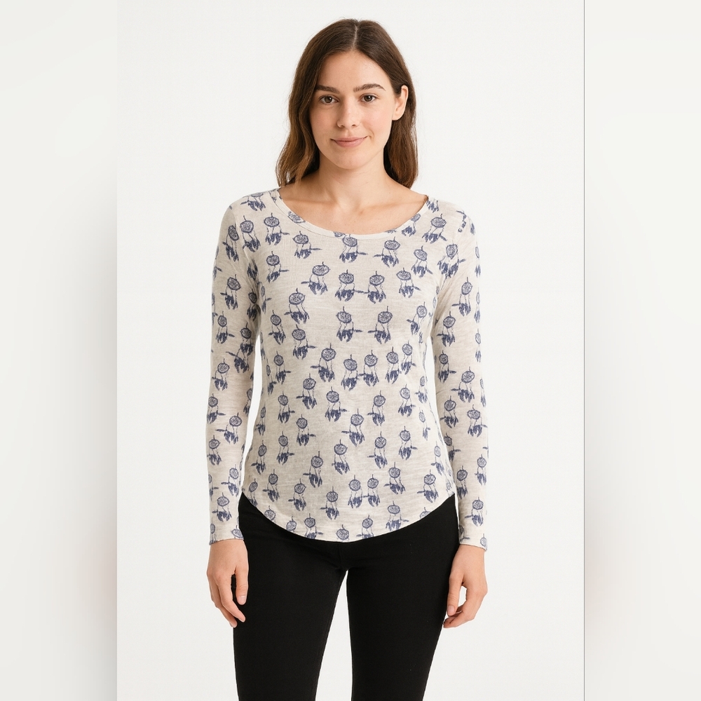 Pink Rose White and Blue Feather Long Sleeve With Back Zipper